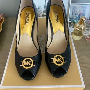 Michael Kors 3 1/2 inch wedge with peep toe